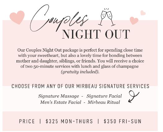 Spa Mirbeau 2021 Couples Night Out