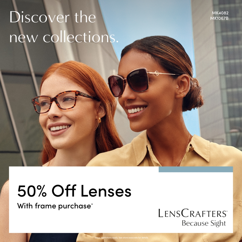LensCrafters May Campaign Receive 50 off lenses with a purchase of a frame 1000x1000 EN