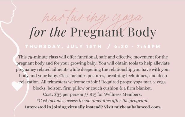 Spa Mirbeau Pregnant Woman Yoga