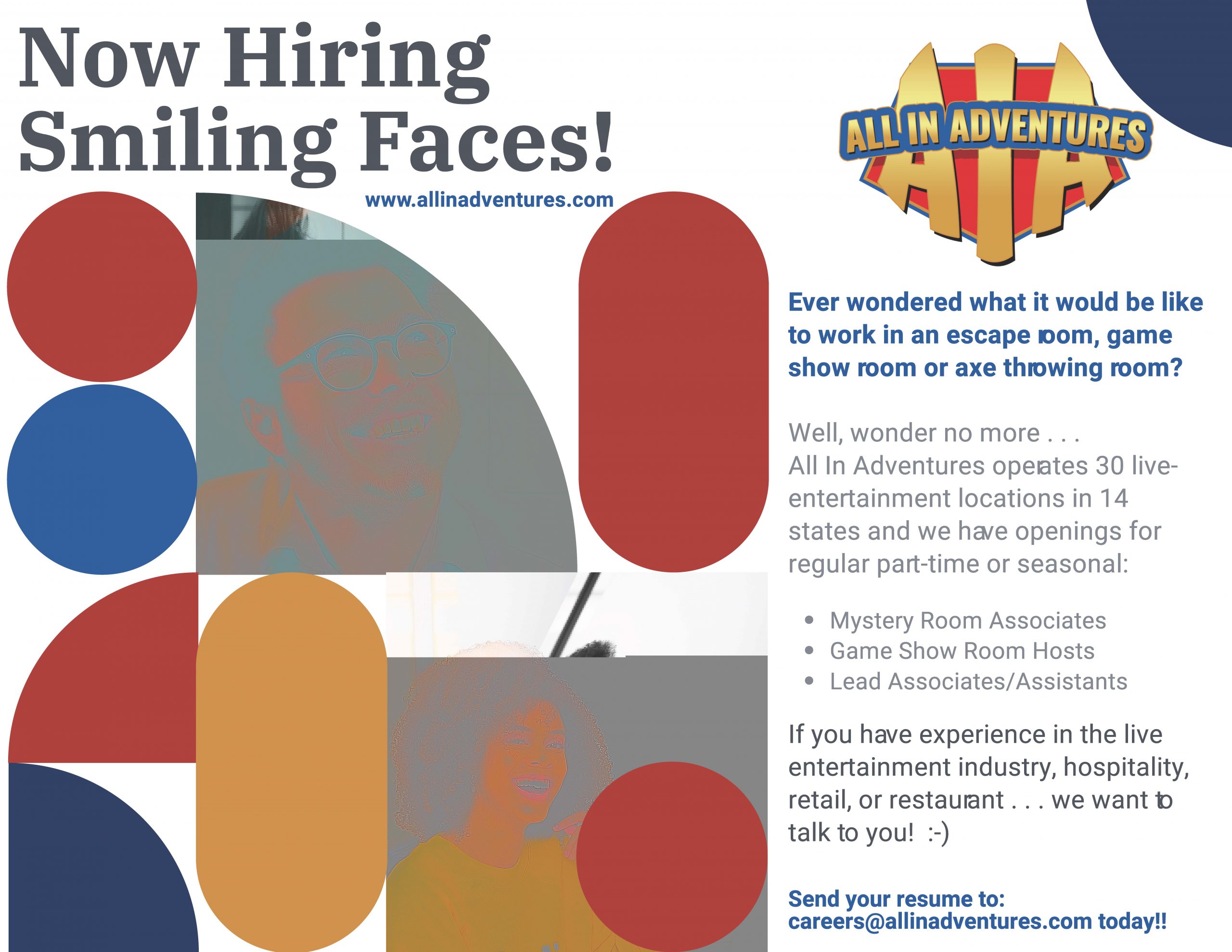 All In Adventures now hiring flyer