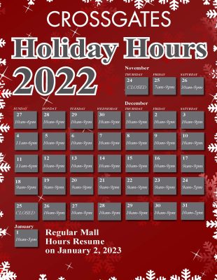 Crossgates Holiday Hours 2022 01
