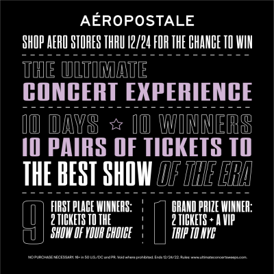 Aeropostale Campaign 36 AERO HOLIDAY SWEEPSTAKES EN 1000x1000 UPDATED