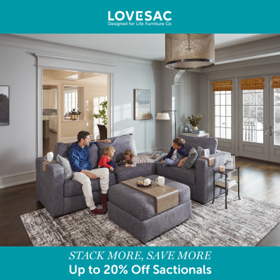 Lovesac Campaign 74 STACK MORE SAVE MORE Up to 20 Off Sactionals EN 1000x1000 1