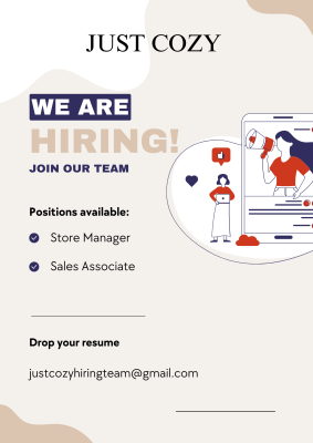 Help wanted ad JUST COZY USA