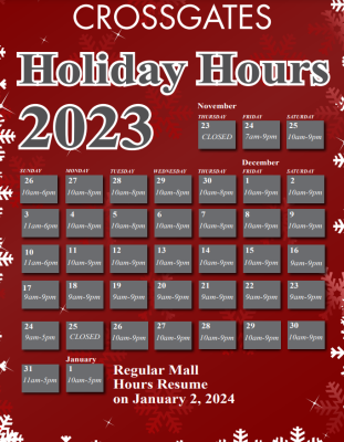 Crossgates Holiday Hours 2023 Doors