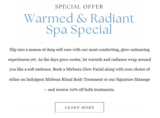 warmed and radiant spa