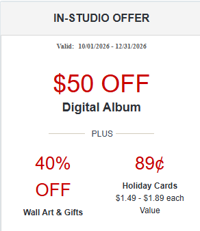 $50 Off In Studio Offer